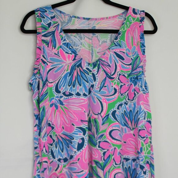 Lilly Pulitzer Dresses & Skirts - Lilly Pulitzer Pink Multicolored Floral V-neck Cotton Dress Size Medium